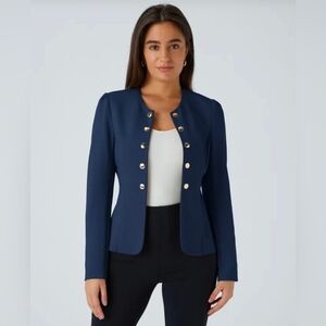 Sleek Open Blazer - Navy Blue